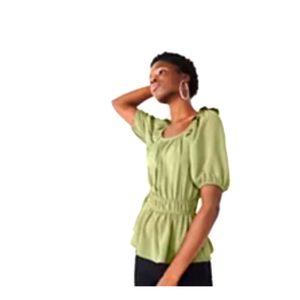 Women's Nine West Short Sleeve Squareneck Peplum Blouse